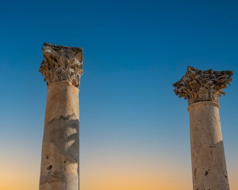 ornate design of ancient columns