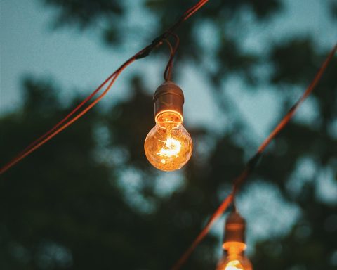 low angle photo of lighted lamp